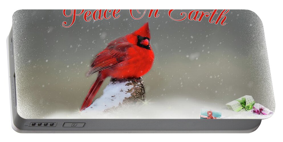 Cardinal Portable Battery Charger featuring the photograph Peace On Earth by Cathy Kovarik