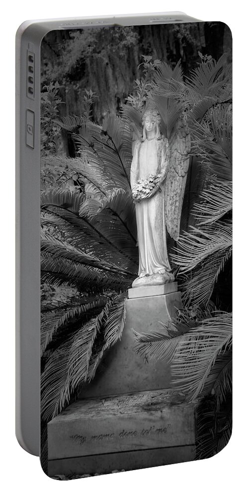 Cemetary Portable Battery Charger featuring the photograph Peaceful Thoughts at Bonaventure Cemetary II by Jon Glaser