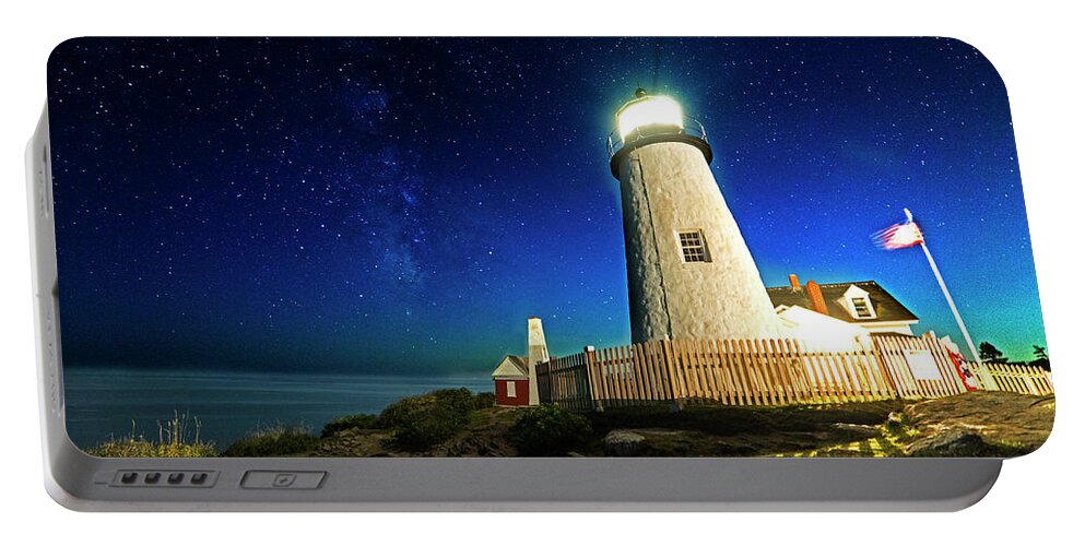 Pemaquid Portable Battery Charger featuring the photograph Pemaquid Point Lighthouse Bristol Road Maine by Toby McGuire
