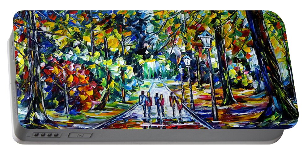 Park In Scotland Portable Battery Charger featuring the painting People In The Park by Mirek Kuzniar