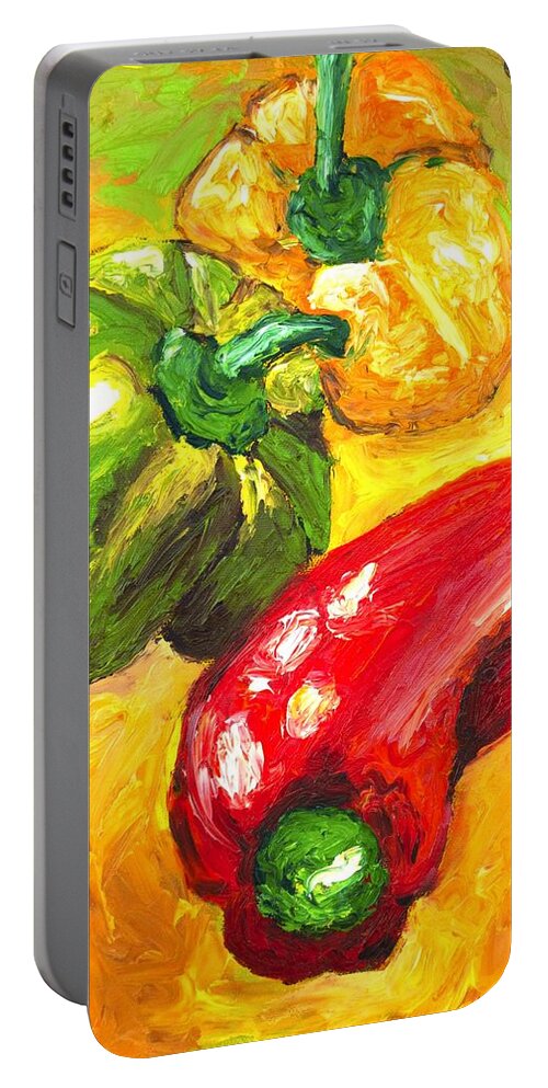 Food Portable Battery Charger featuring the painting Peperoni by Chiara Magni