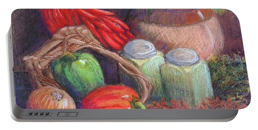 Still Life Portable Battery Charger featuring the pastel Peppers, Etc. by Candy Mayer