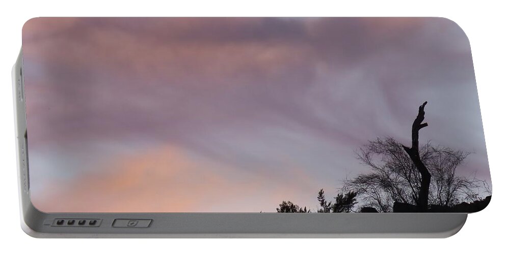 Affordable Portable Battery Charger featuring the photograph Perch Silhouetted by Sunset Virga by Judy Kennedy