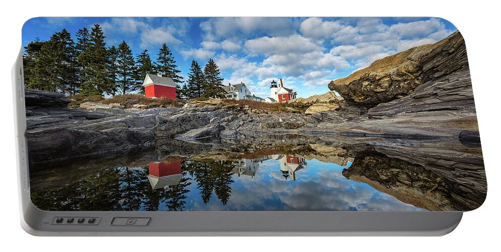 Bristol Portable Battery Charger featuring the photograph Perfect Reflections - Pemaquid Point Light by Robert Clifford