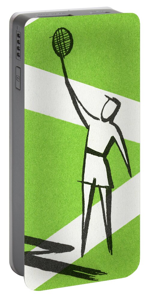 Abstract Portable Battery Charger featuring the drawing Person Playing Tennis by CSA Images