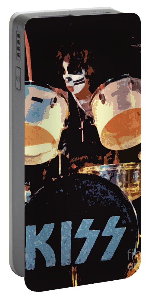Peter Criss Portable Battery Charger featuring the photograph Peter Criss 1970s by Billy Knight