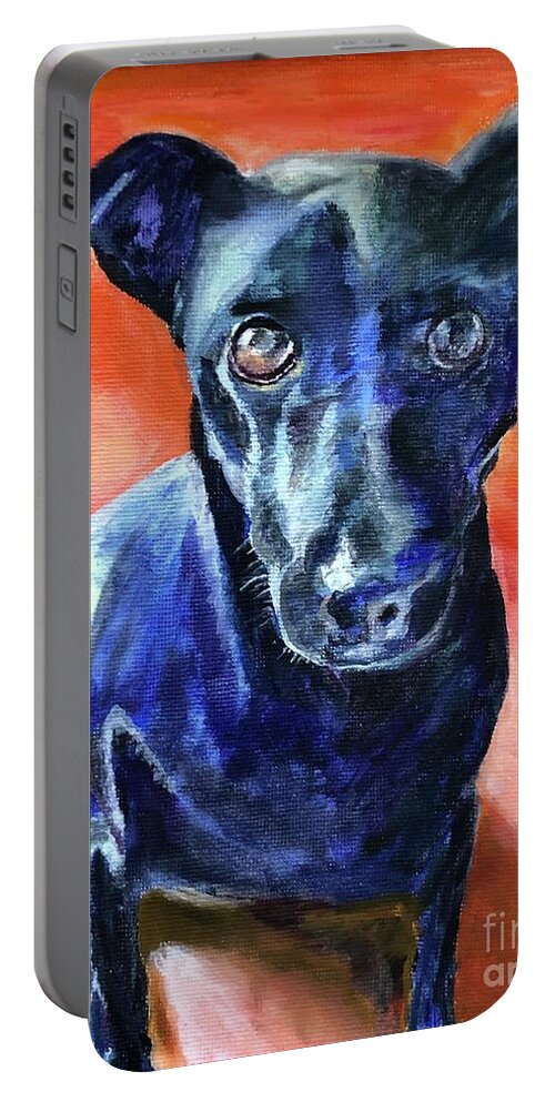 Dog Portable Battery Charger featuring the painting Peter by Kate Conaboy