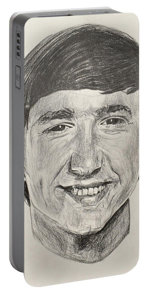 Peter Tork Portable Battery Charger featuring the drawing Peter Tork by Michael Morgan