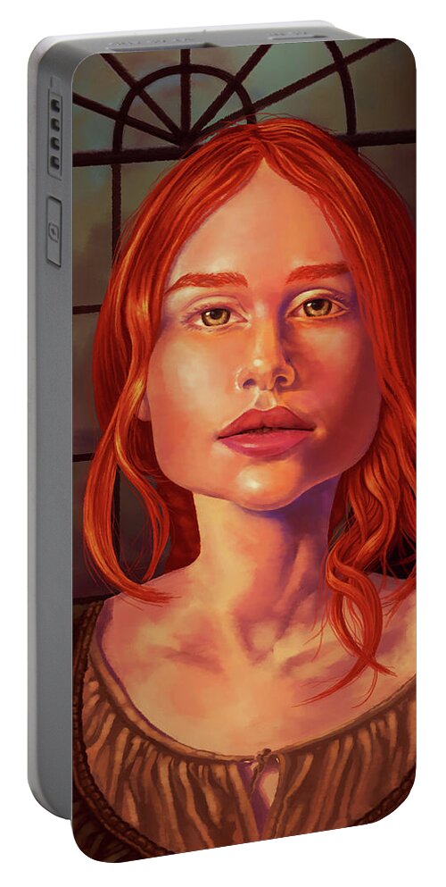  Portable Battery Charger featuring the painting Pheromone detail by Hans Neuhart
