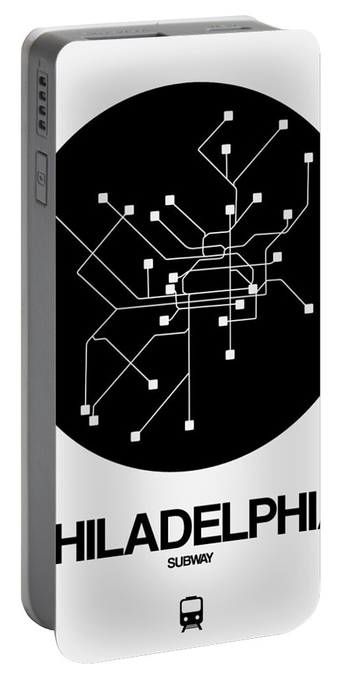 Philadelphia Portable Battery Charger featuring the digital art Philadelphia Black Subway Map by Naxart Studio