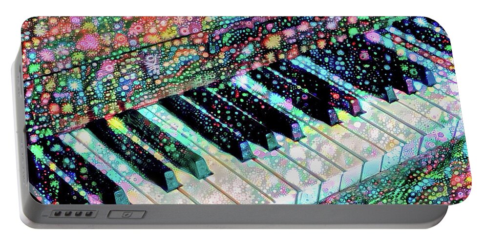 Piano Portable Battery Charger featuring the mixed media Piano Keyboard - Play That Funky Music by Peggy Collins