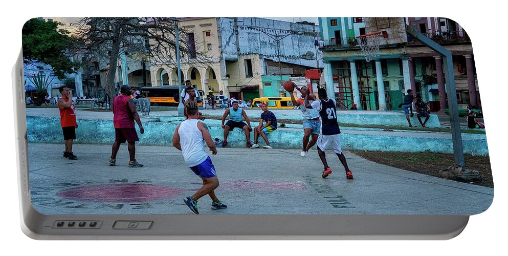 Havana Cuba Portable Battery Charger featuring the photograph Pick Up Basketball by Tom Singleton