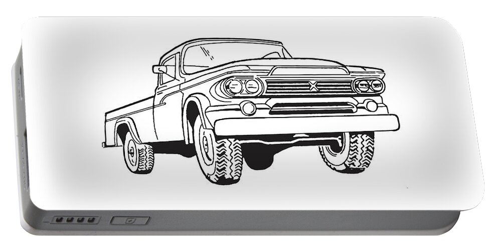 Archive Portable Battery Charger featuring the drawing Pickup Truck by CSA Images