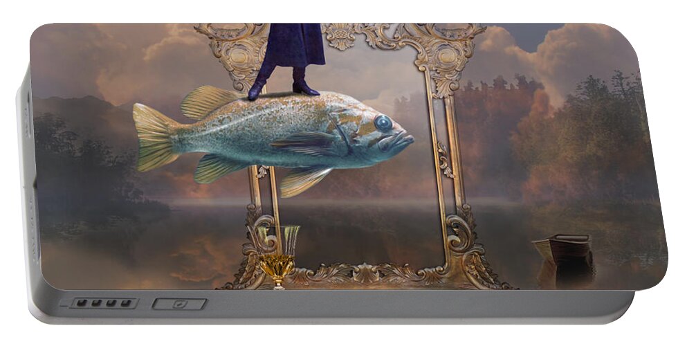 Surreal Portable Battery Charger featuring the digital art Picnic by Alexa Szlavics
