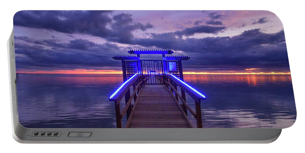 Pier Portable Battery Charger featuring the photograph Pier Blues 4 by Christopher Rice