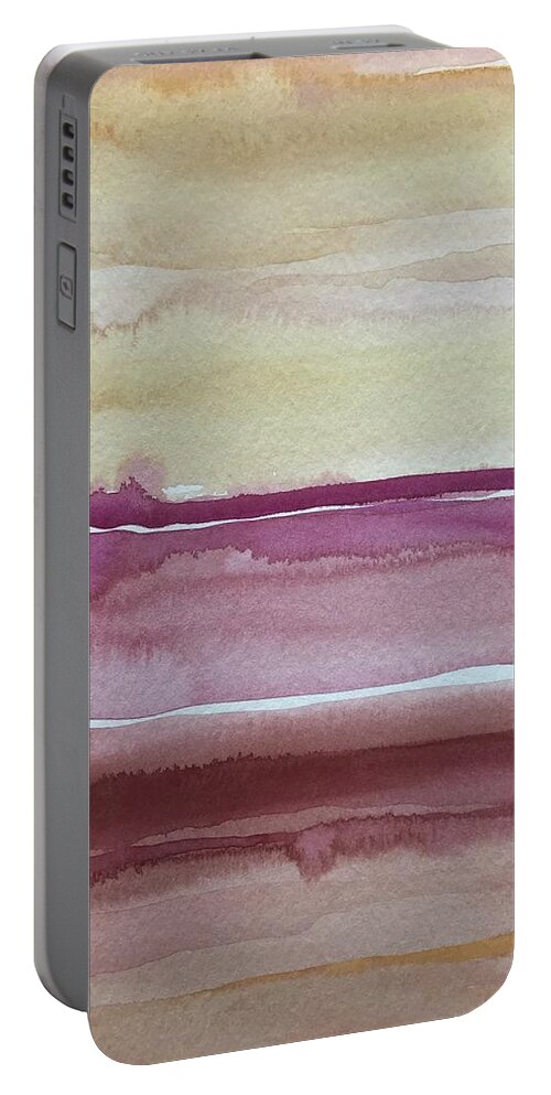 Desert Portable Battery Charger featuring the painting Pink Desert #2 by Luisa Millicent