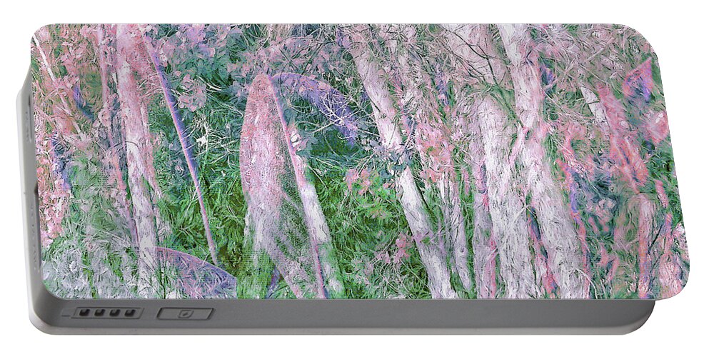 Abstract Portable Battery Charger featuring the digital art Pink Forest by Sandra Selle Rodriguez