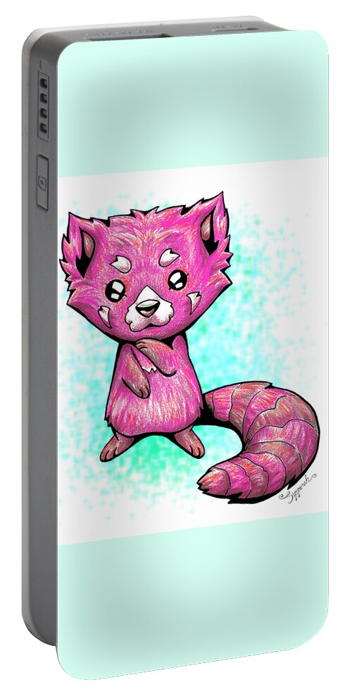 Panda Portable Battery Charger featuring the drawing Pink Panda by Sipporah Art and Illustration
