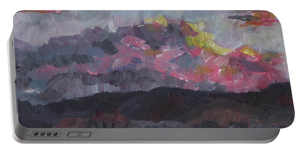 Impressionist Portable Battery Charger featuring the painting Pink Sky Delight by Susan Moore