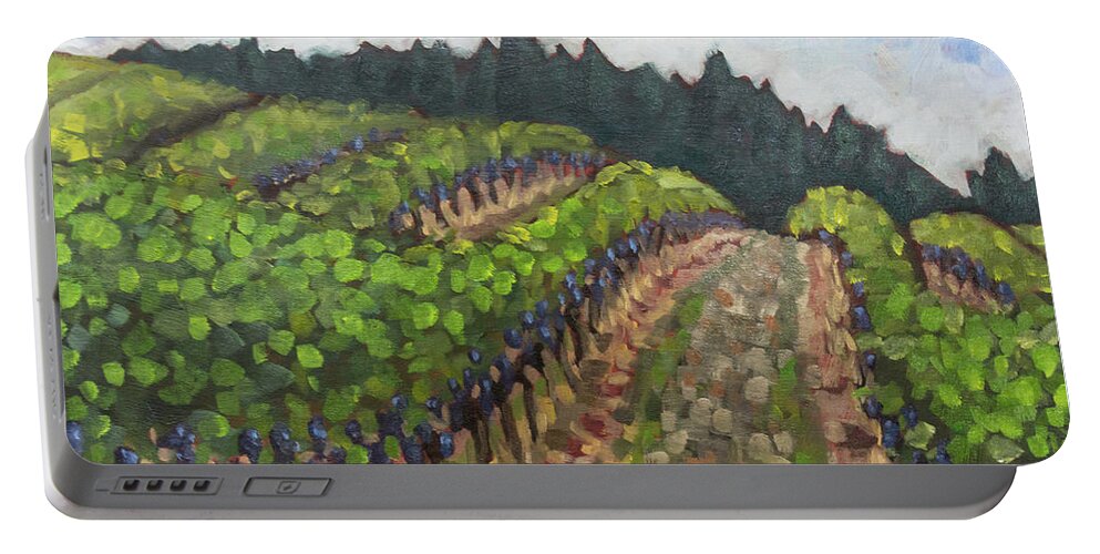 Oregon Portable Battery Charger featuring the painting Pinot Paradise by Tara D Kemp