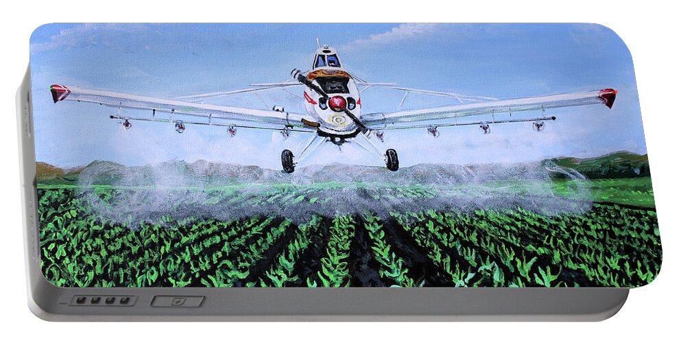 Aircraft Portable Battery Charger featuring the painting Piper Pawnee PA-25-235 by Karl Wagner