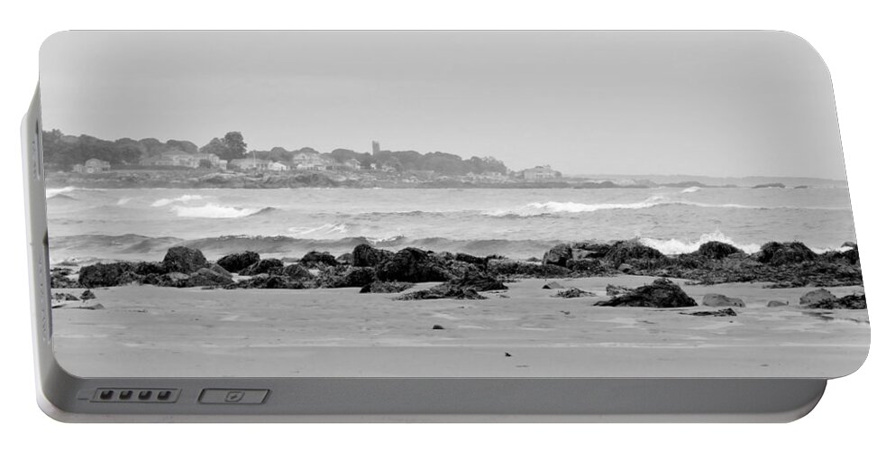 - Pirates Cove - Black And White - Rye Nh Portable Battery Charger featuring the photograph - Pirates Cove - Black and White - Rye Nh by THERESA Nye