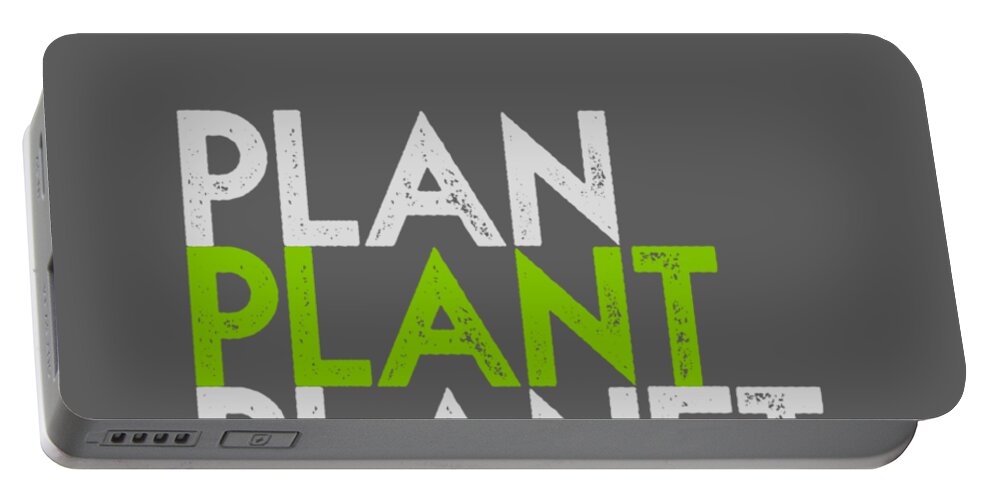  Portable Battery Charger featuring the drawing Plan Plant Planet - green and gray shifted down spacing by Charlie Szoradi