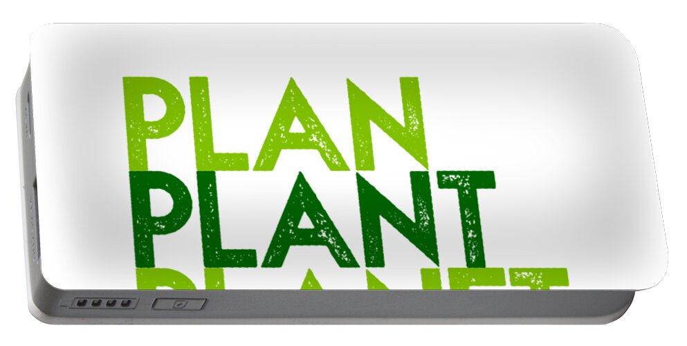  Portable Battery Charger featuring the drawing Plan Plant Planet - two greens shifted down spacing by Charlie Szoradi
