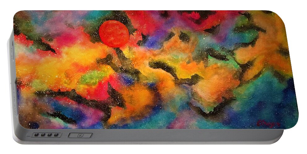 Planets Arcturus Arcturian Ascension Cosmos Universe Star Seed Nebula Space Alienworld Portable Battery Charger featuring the painting Planet Arcturus by Esperanza Creeger
