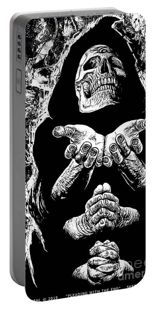 Tony Koehl Portable Battery Charger featuring the mixed media Pleading With The End by Tony Koehl