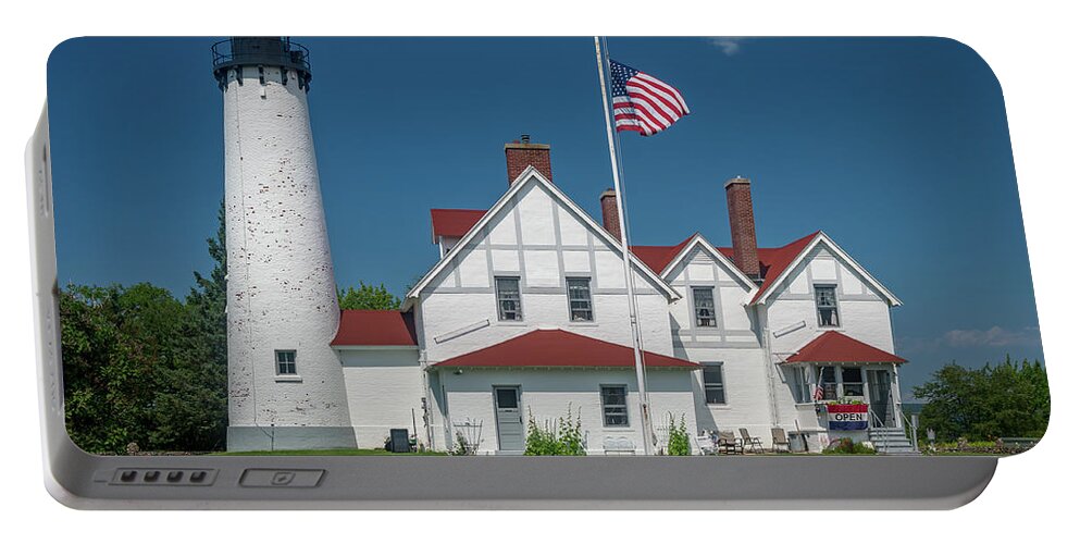 Lake Superior Portable Battery Charger featuring the photograph Point Iroquois Lighthouse by Gary McCormick