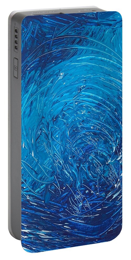 Abstract Painting Portable Battery Charger featuring the painting Polar Vortex by Raji Musinipally