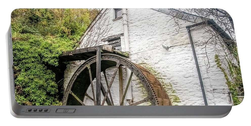 Polperro Waterwheel Portable Battery Charger featuring the photograph Polperro Waterwheel by Phyllis Taylor