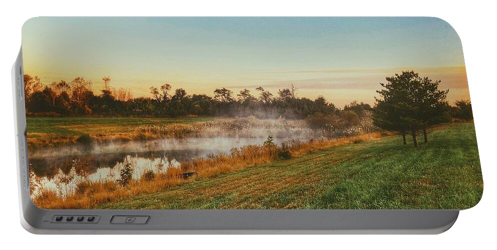 Water Portable Battery Charger featuring the photograph Pond in Fall by Jon Munson II