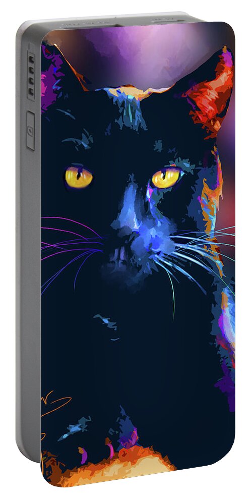 Bubby Portable Battery Charger featuring the painting pOpCat Bubby by DC Langer