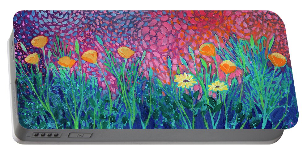 Poppy Portable Battery Charger featuring the painting Poppies at Twilight by Jennifer Lommers