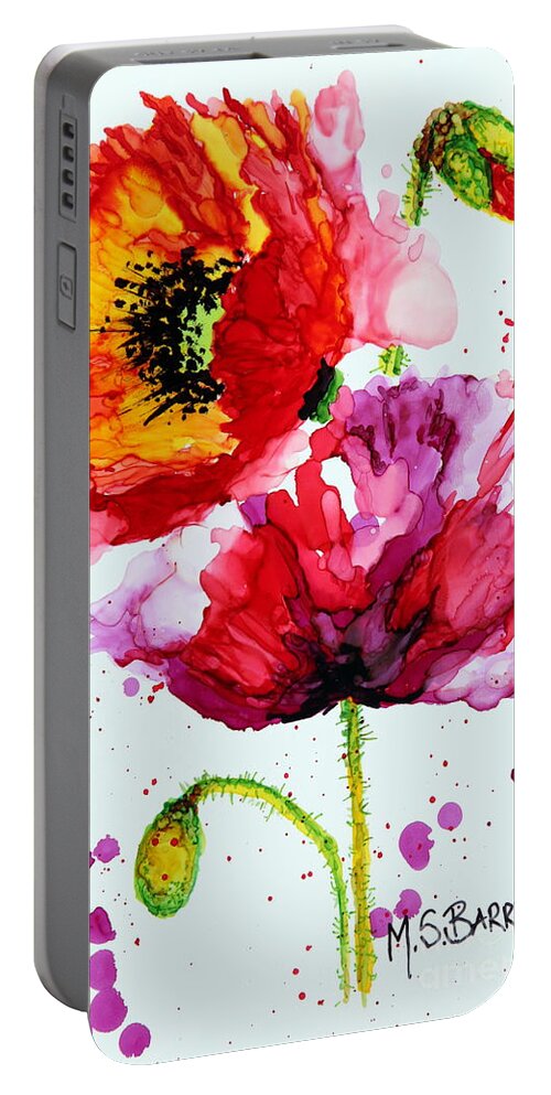 Poppy Portable Battery Charger featuring the painting Poppies by Maria Barry