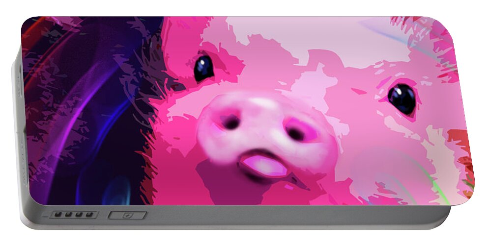 Piglet Portable Battery Charger featuring the painting pOpPiggy Pig Newton by DC Langer