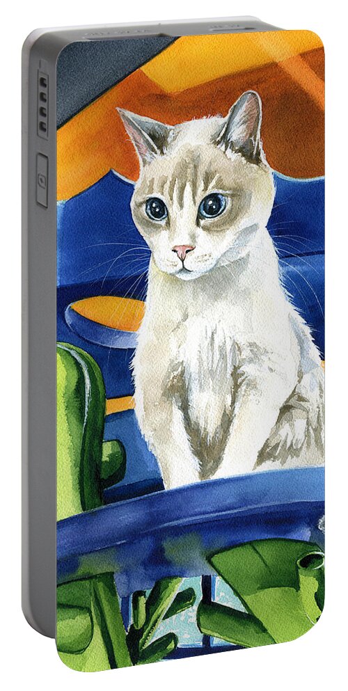 Poppyseed Portable Battery Charger featuring the painting Poppyseed by Dora Hathazi Mendes