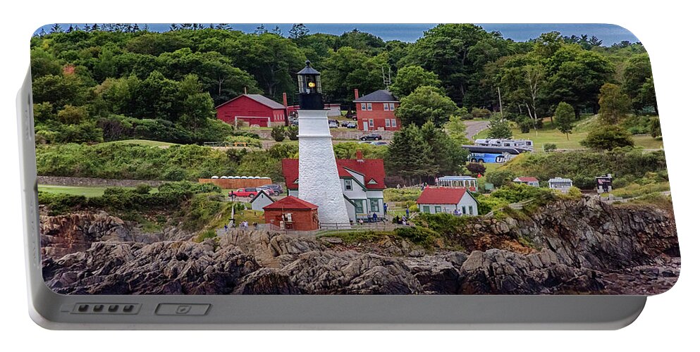 Bay Portable Battery Charger featuring the photograph Porland Head on Rocks by Darryl Brooks
