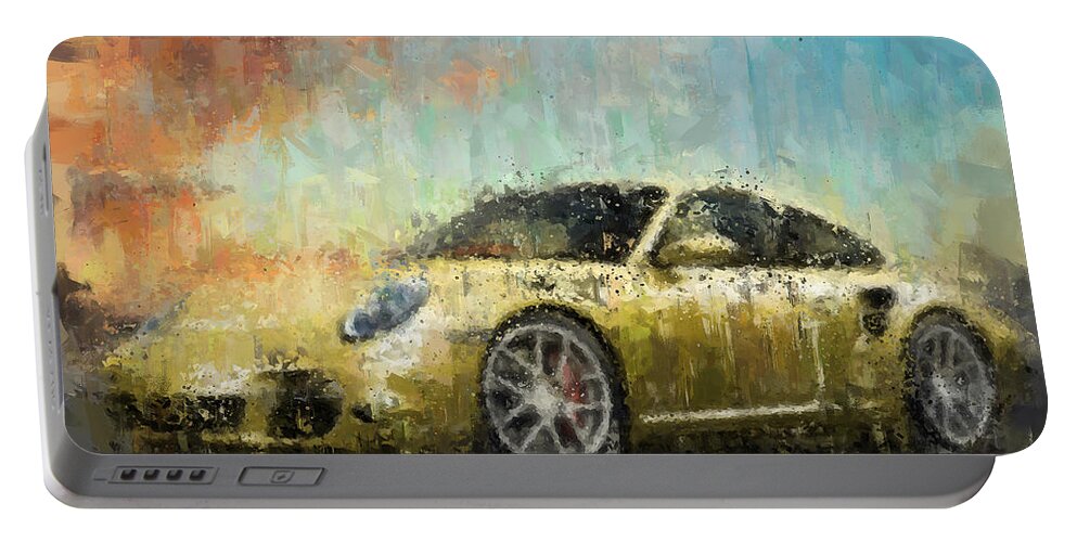 Impressionism Portable Battery Charger featuring the painting Porsche 911 Turbo by Vart Studio