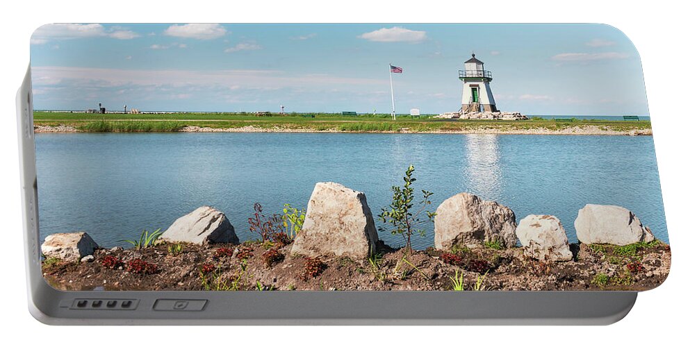 Port Clinton Lighthouse Portable Battery Charger featuring the photograph Port Clinton Lighthouse and Pond by Marianne Campolongo