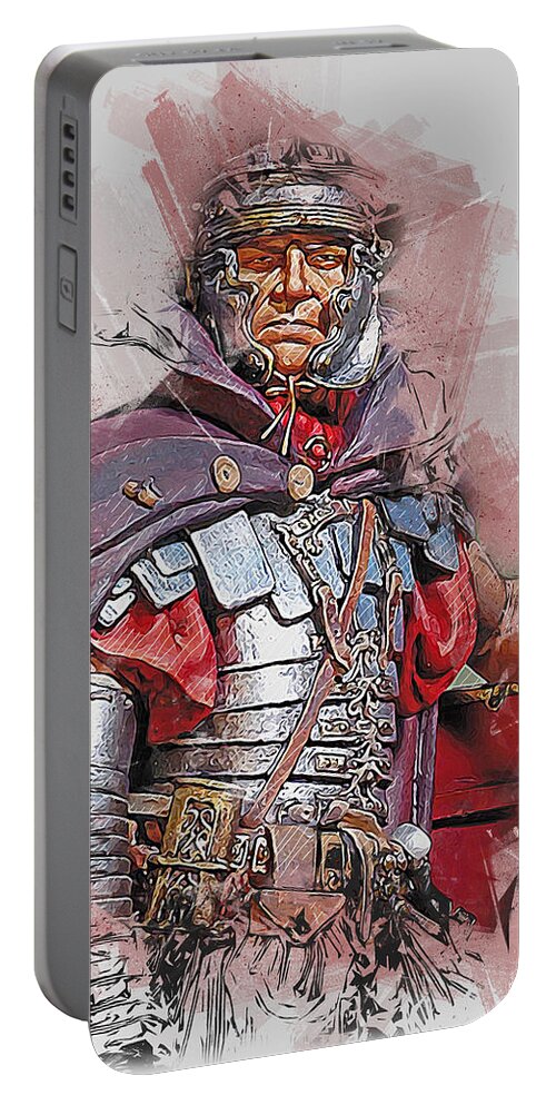 Roman Legion Portable Battery Charger featuring the painting Portrait of a Roman Legionary - 44 by AM FineArtPrints