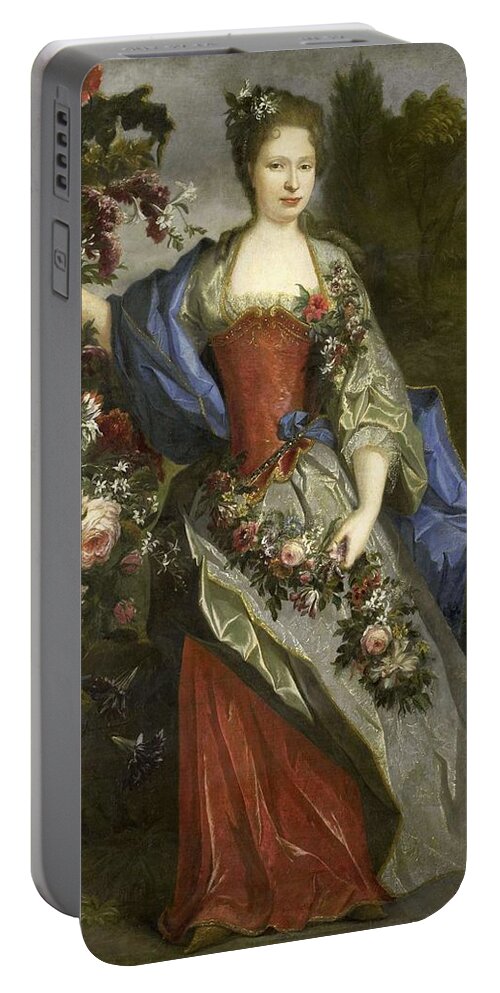 Canvas Portable Battery Charger featuring the painting Portrait of a Woman, according to tradition Marie Louise Elisabeth d'Orleans -1695-1719-, Duchess... by Nicolas de Largilliere -school of-