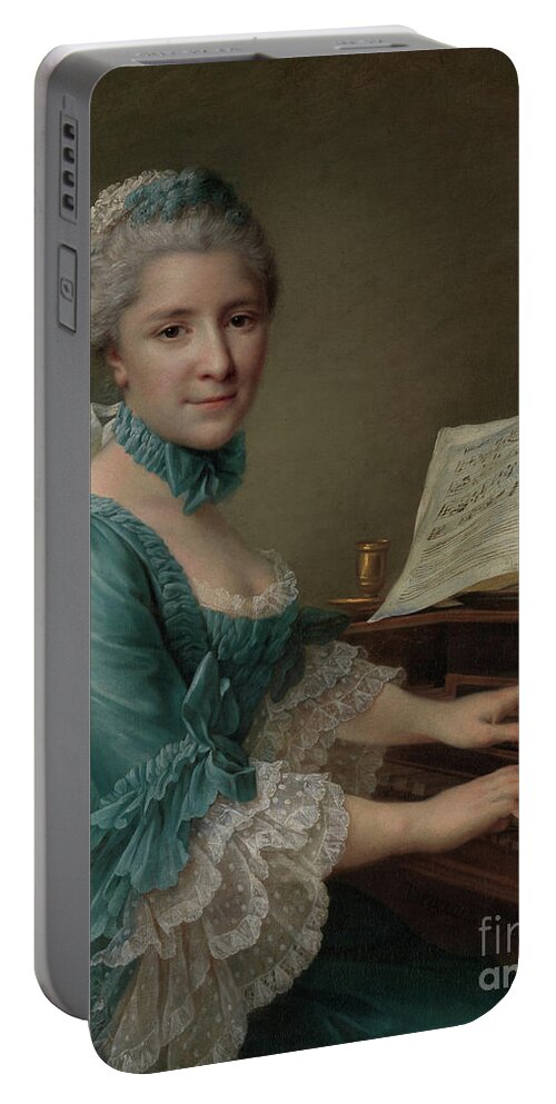 Classical Portable Battery Charger featuring the painting Portrait of a Woman, Said to be Madame Charles Simon Favart , 1757 by Francois-Hubert Drouais