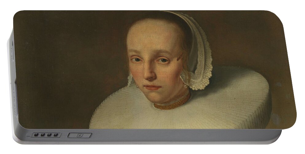 17th Century Art Portable Battery Charger featuring the painting Portrait of Anna van der Does by Paulus Hennekyn
