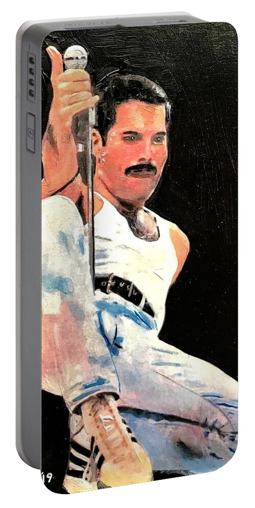 Portrait of Freddie Mercury Portable Battery Charger by Gary Springer -  Pixels