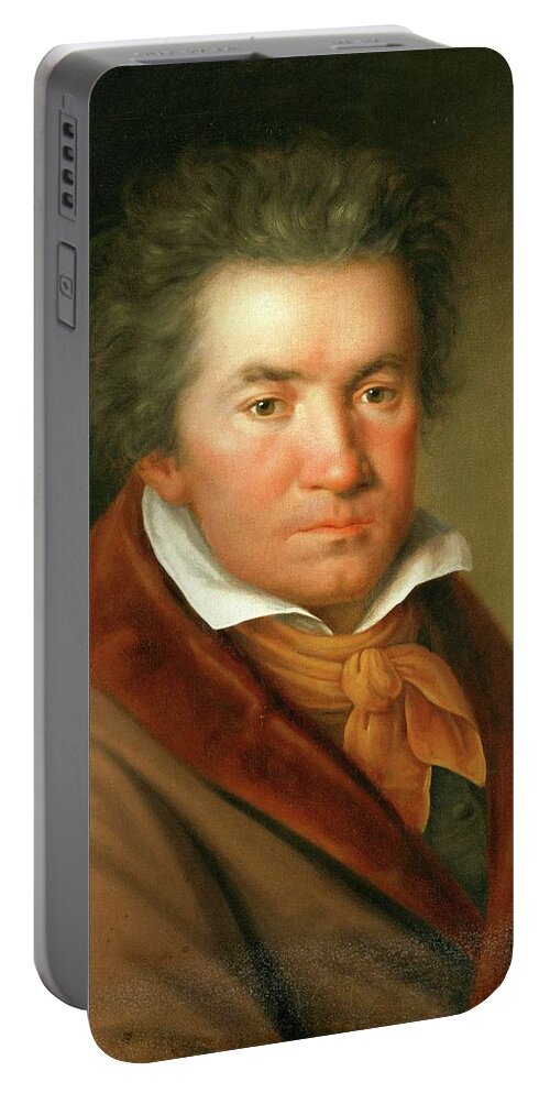 Ludwig Van Beethoven Portable Battery Charger featuring the painting Portrait of Ludwig van Beethoven -1770 - 1827- German composer and pianist., Artist unknown. by Album