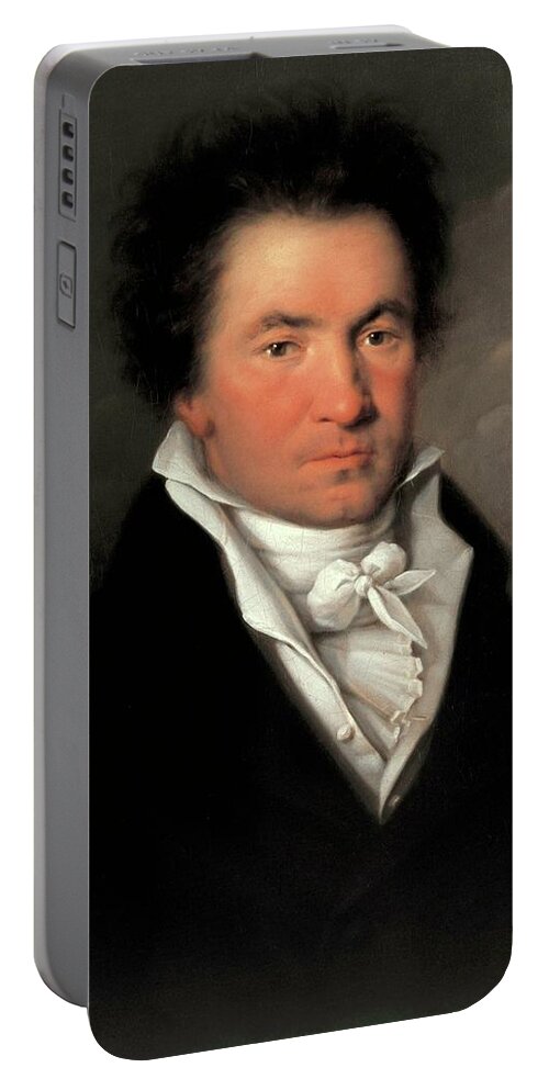 Ludwig Van Beethoven Portable Battery Charger featuring the painting 'Portrait of Ludwig van Beethoven', 1815, Oil on canvas. by Joseph Willibrord Mahler -1778-1860-