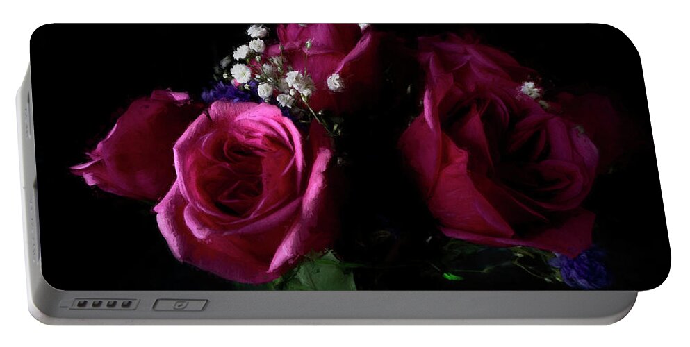 Floral Portable Battery Charger featuring the photograph Portrait of Roses by John Rivera